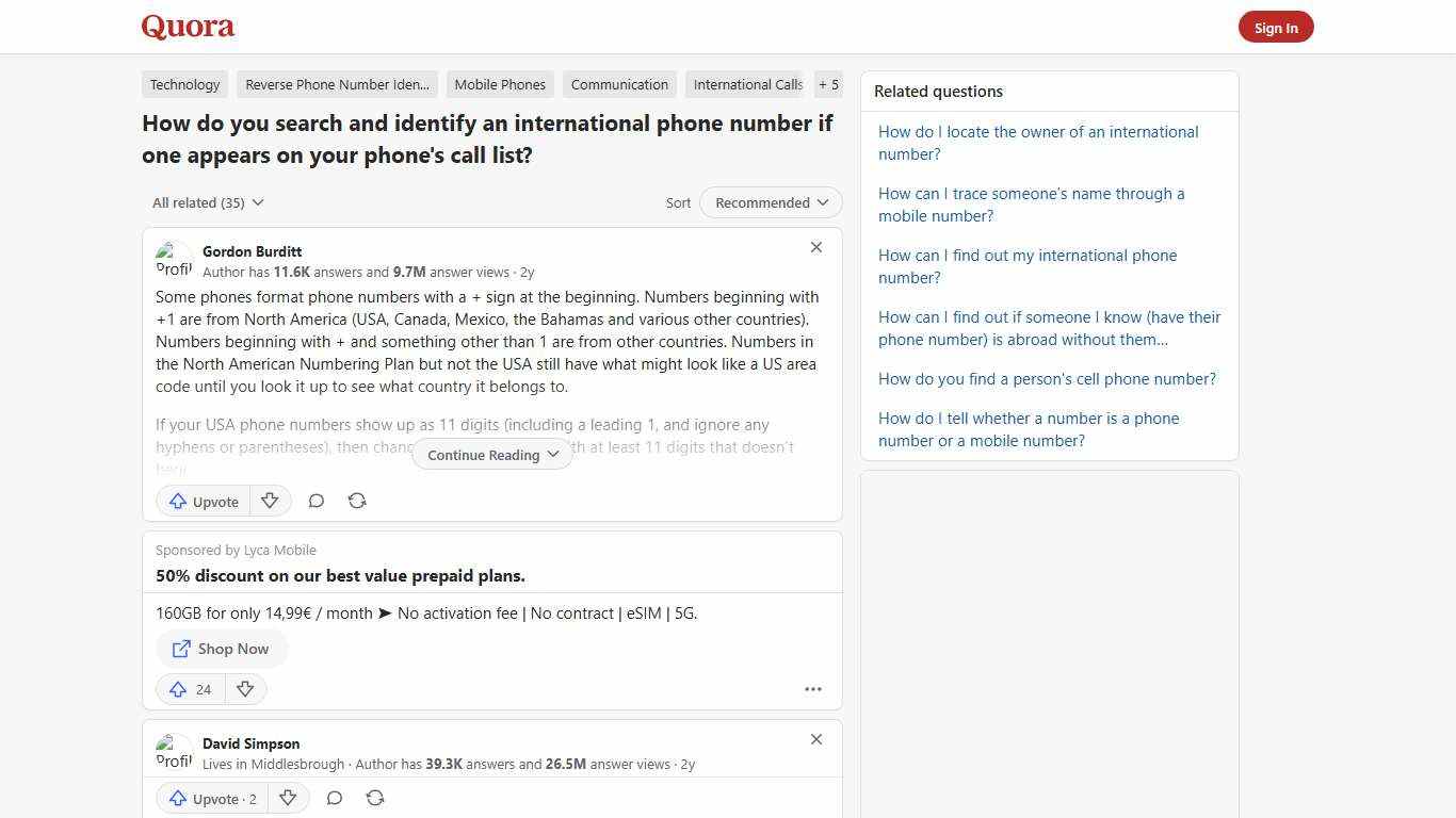 How to search and identify an international phone number if one appears on your phone's call list - Quora
